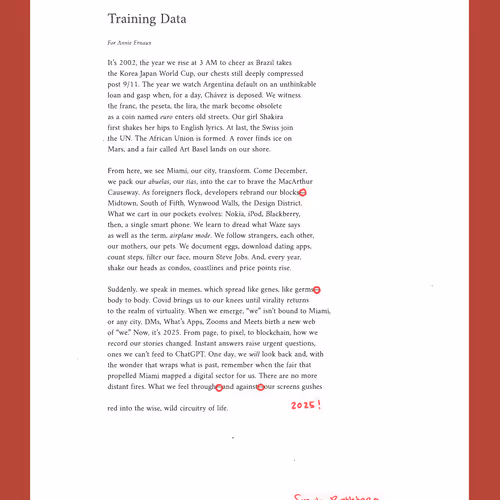 Sarah Rothberg’s Training Data