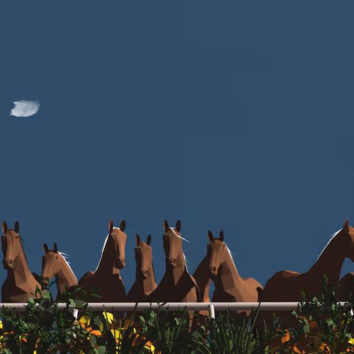 The 13 Horses and blue sky