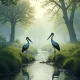 Storks by the Stream i