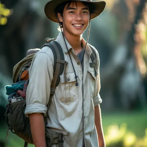 A boy in forest