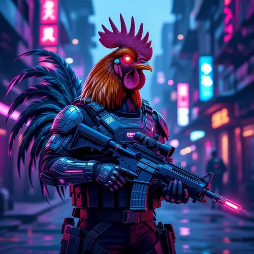 chicken with rifle
