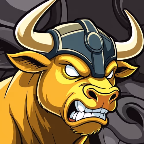 Golden Bull in a Helmet