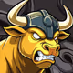 Golden Bull in a Helmet