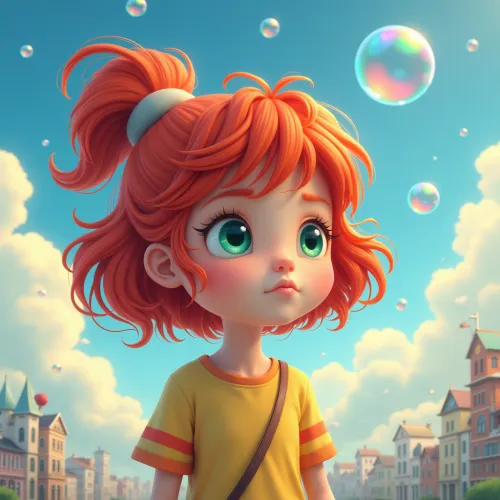 Whimsical Dreamer in a Colorful Sky