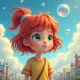 Whimsical Dreamer in a Colorful Sky
