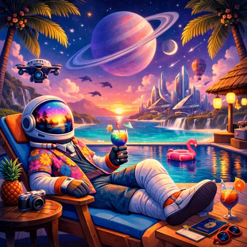 Somniac Vacation: Astronaut’s Eternal Sunset