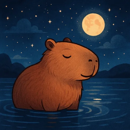 Moonlit Calm: The Capybara’s Night