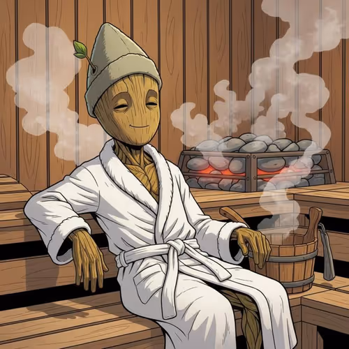 Relaxing in the sauna