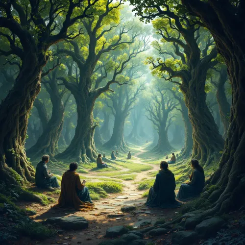 under the trees