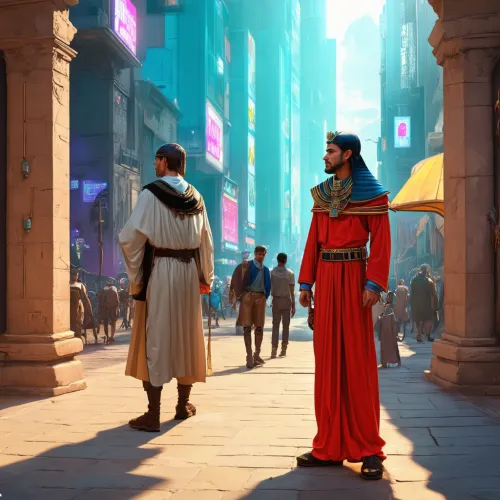 Ancient Egyptian Cyberpunk City