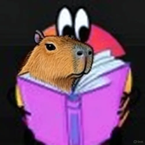 Capybara reads book