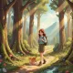 A girl walk in forest