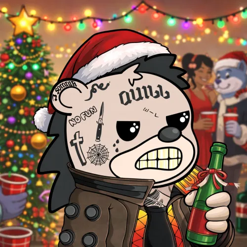 Tattooed Bear at the Christmas Party