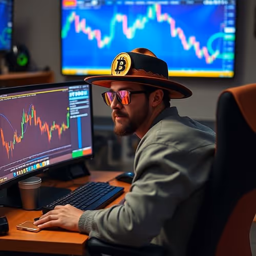 Crypto trader with funny hat