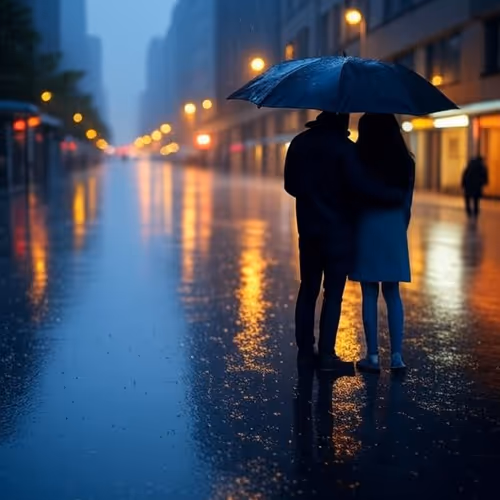 city in the rain
