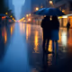 city in the rain