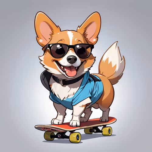 Skateboarding Dog #1099