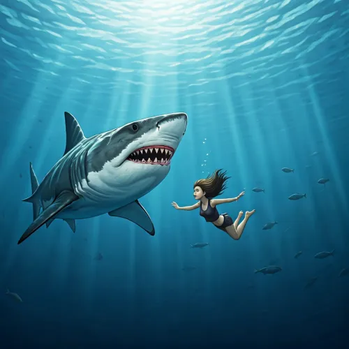 Girls and shark