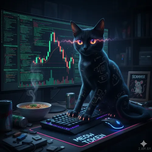 Midnight Crypto Hacker Cat