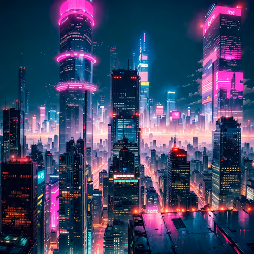 A Futuristic Cityscape at Night