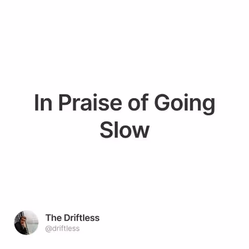 In Praise of Going Slow