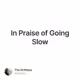In Praise of Going Slow