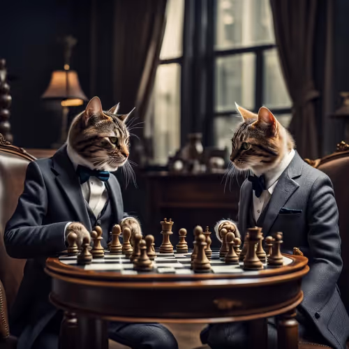 Cats playing chess