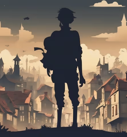 Silhouette in the town