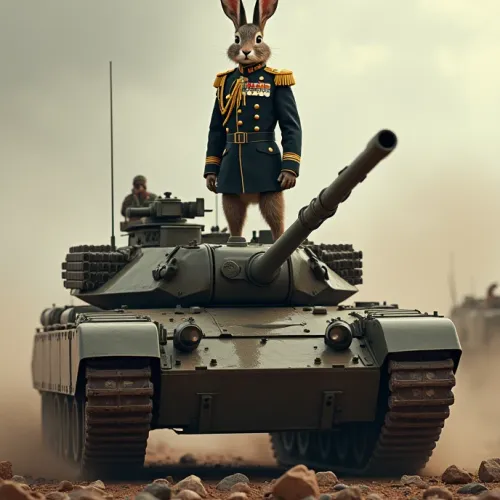 The hare is a general on a tank