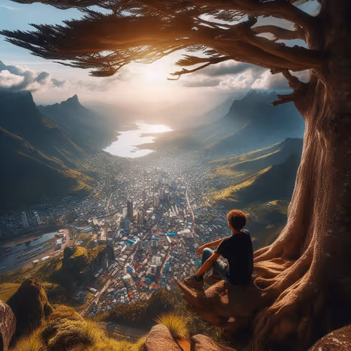 boy looking down from above