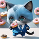 Blue Cat with Donut