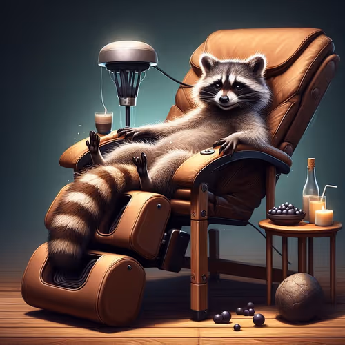 A racoon is ENJOYing his own life