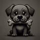 Noir-Style Puppy Holding Bone