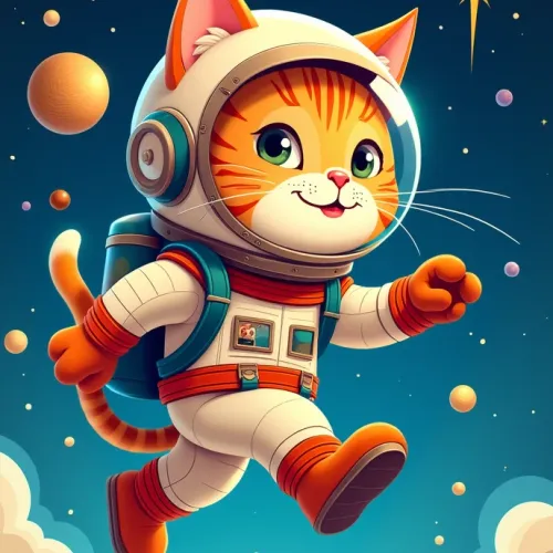 Cartoon cat cosmonaut