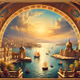 "Golden Reflections: Baku Bay at the Caspian Sea - end of 19th Century"