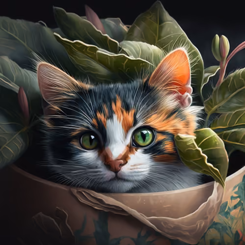 cute-domestic-kitten-sitting-on-a-leaf-generative-ai