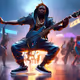 A cyberpunk zulu guitarist breakdancing in_v1-6