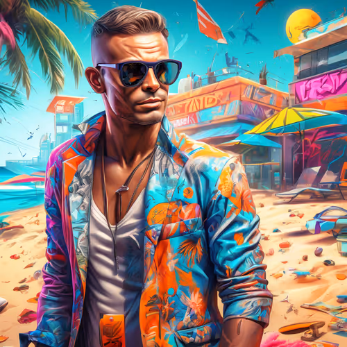 Forex trader on the beach