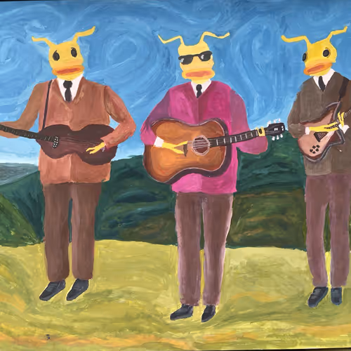 The Beatles Trio - Yesterday... Men in Black Cartoon Tribute (My daughter's Painting)