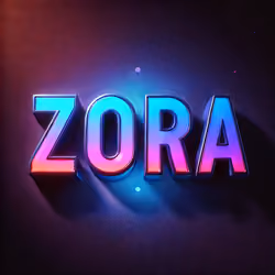 DALL·E 2024-07-17 16.46.21 - An image with the text 'ZORA' in the center, in large capital letters. The colors of the text should be dark blue and light blue. The background is da