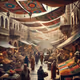 A bustling marketplace in