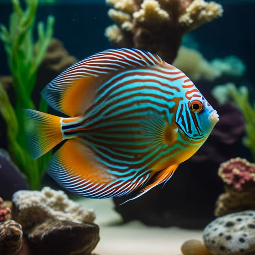 German Red Turquoise Discus Fish