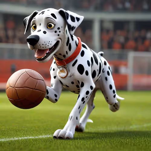 Dalmatian playing football