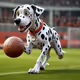 Dalmatian playing football
