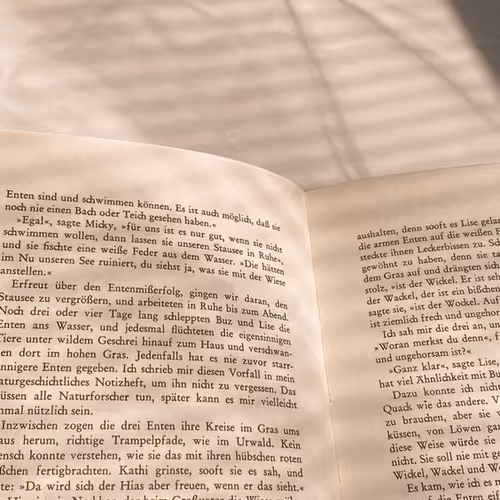 Reading book in german