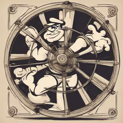 Popeye the Sailor Man Spinning a Propeller Fan