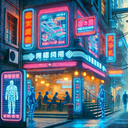 Futuristic Eateries in a Technofuturistic City