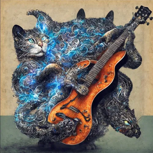 Cat with guitar #175