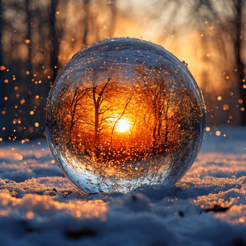 Frozen Sphere at Sunset Glow