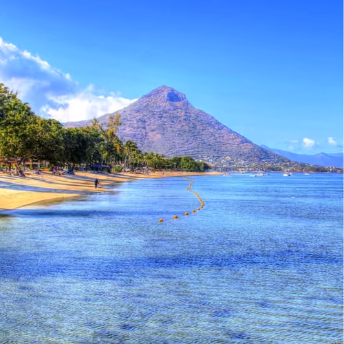 Coast of Mauritius with Mount Tamarin.